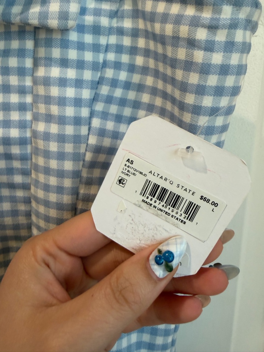 NWT Altar'd State Light Blue Gingham Corset Top with Bow - Size Large - Picture 3 of 4